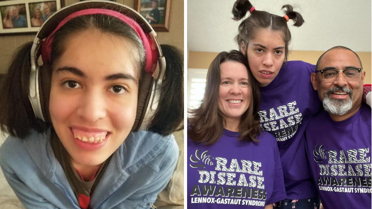 Young girl with her parents.