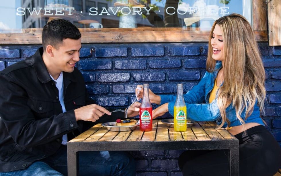 young man and woman on date outside