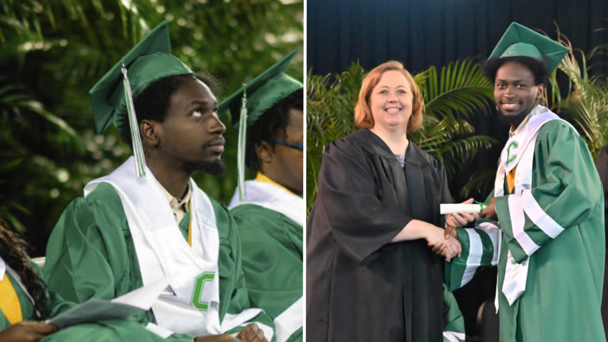 Young man at his graduation.