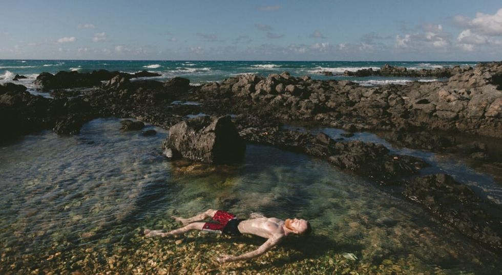 young man enjoy the water