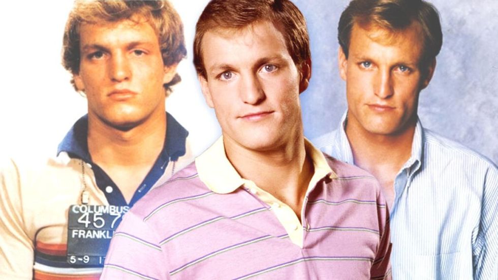 Young Woody Harrelson mugshot, cheers and casting headshot