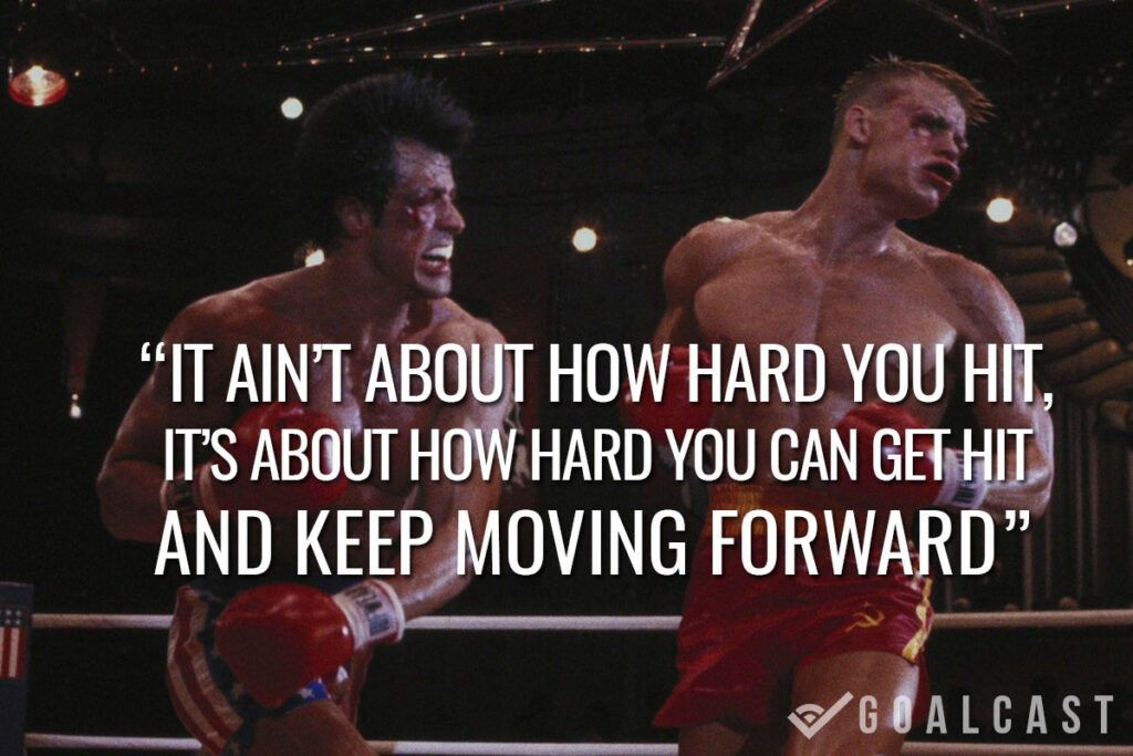 rocky cytat motywacyjny how hard you hit keep moving forward