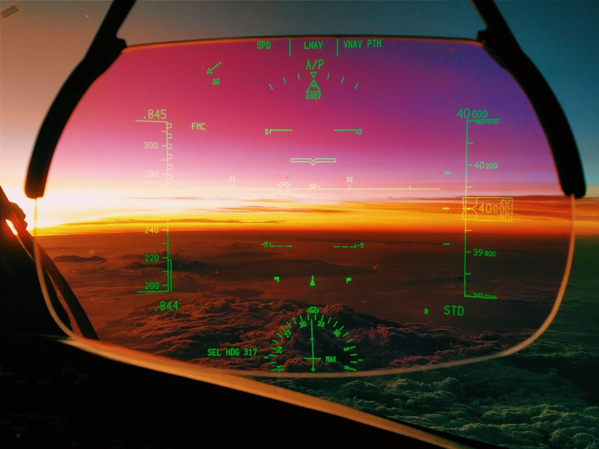 H.U.D. display from an aircraft