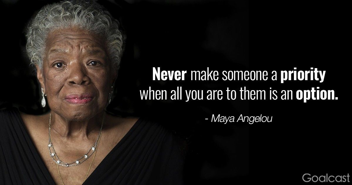 Maya Angelou quotes on loving yourself - Never make someoone a priority