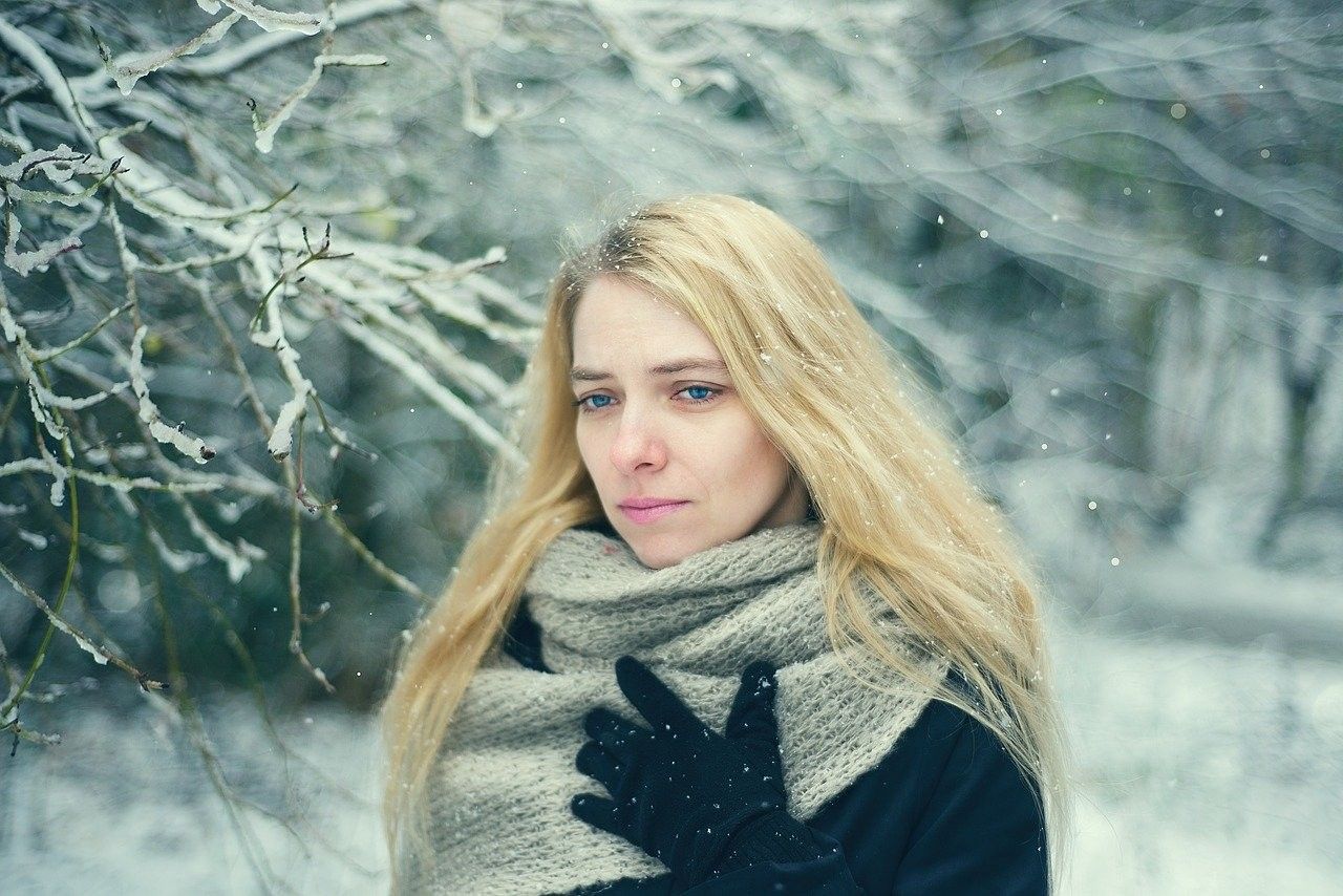 Woman in snow holiday