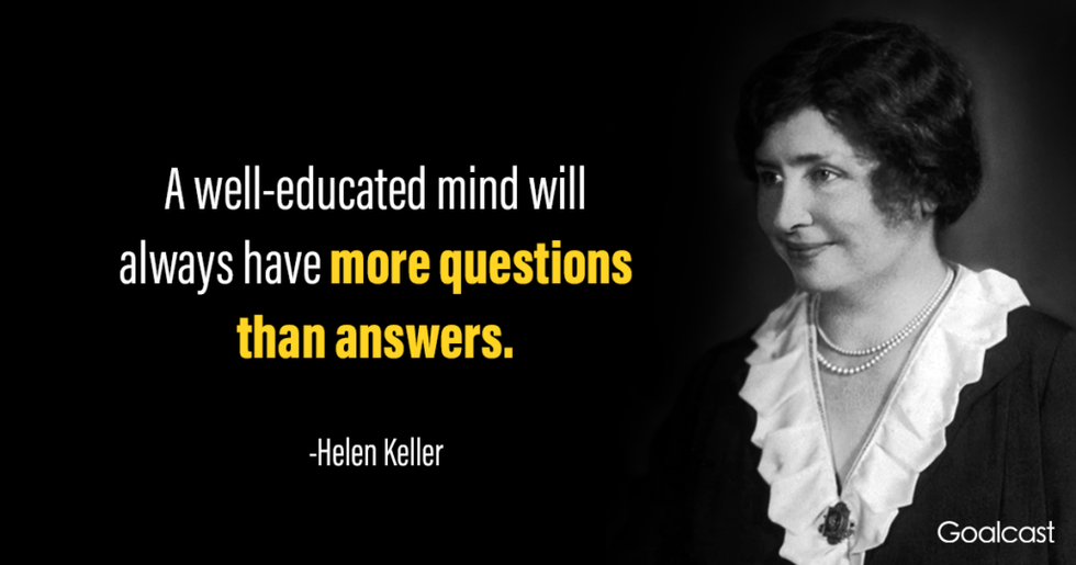 Helen Keller quote about a well-educated mind