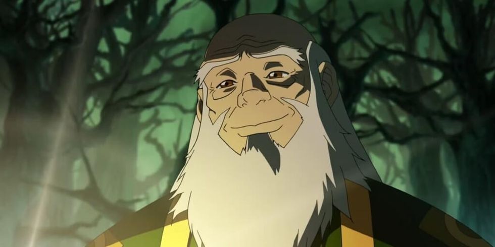 Uncle Iroh smiling in forest