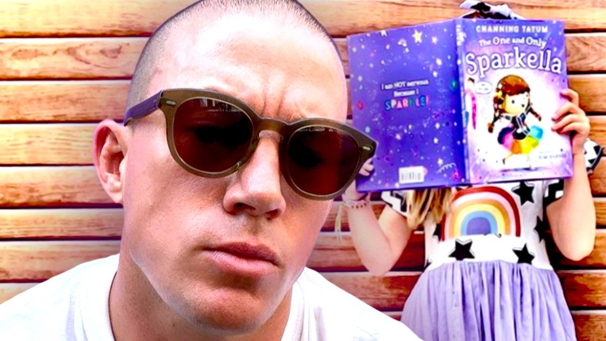 Channing Tatum with Daughter Everly reading Sparkella book
