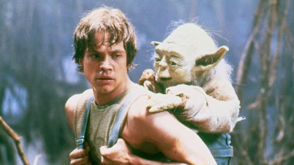 Luke Skywalker and Yoda in Star Wars: The Empire Strikes Back
