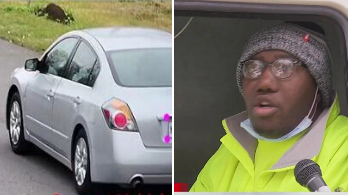 the picture contains 2 images separated by a white line; the image on the left is of a silver car and the image on the right is of a man wearing a pair of glasses