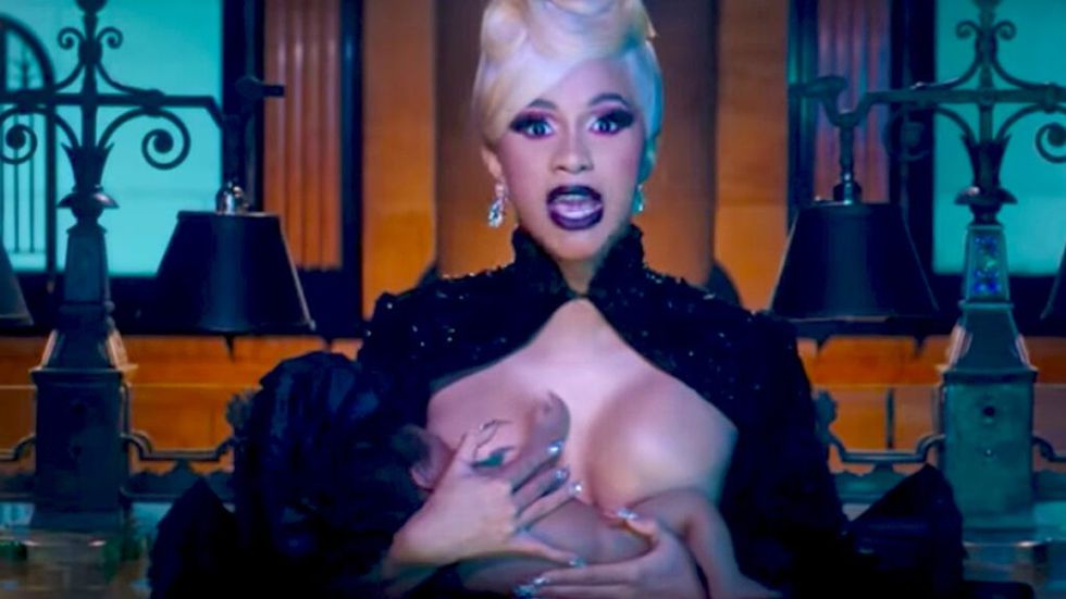 Cardi b breastfeeding in Money music video