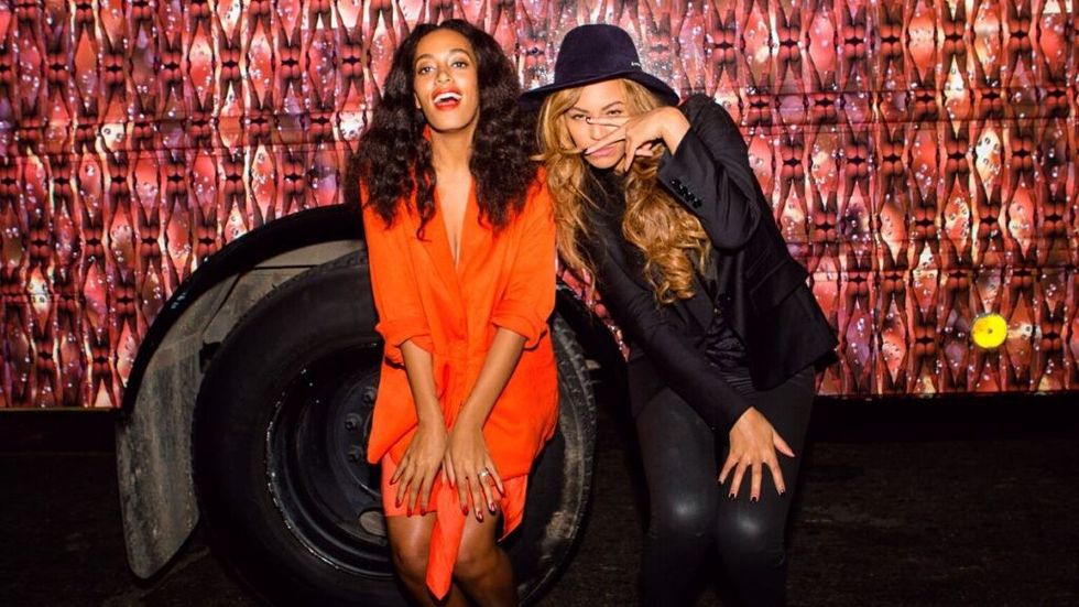 Beyonce with her sister Solange