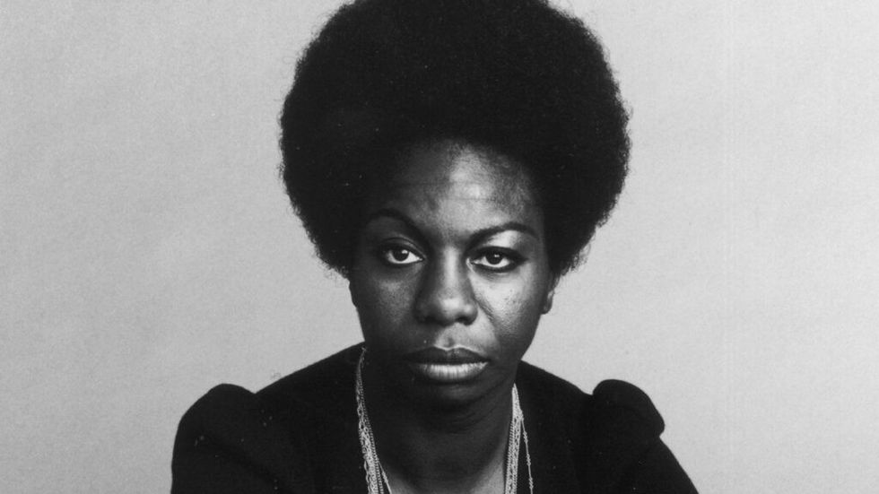 Black and White Nina Simone with afro