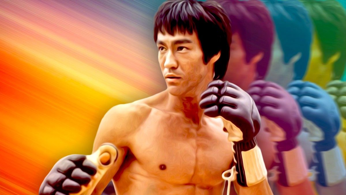 Bruce Lee in rainbow color motion