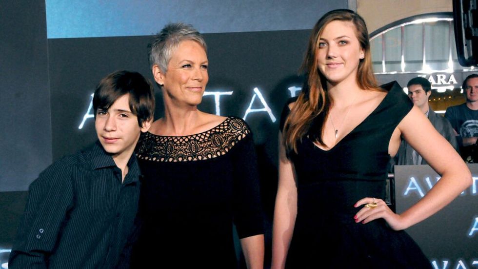 Jamie Lee Curtis and her young children at Hollywood premiere