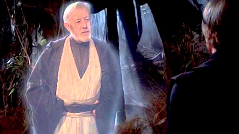 Obi-Wan as a Force Ghost in Star Wars Return of the Jedi