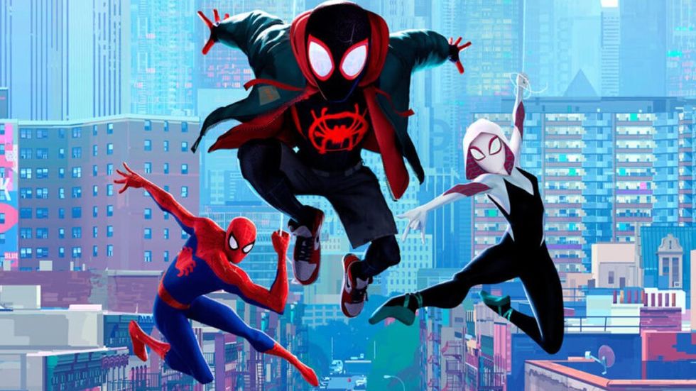 Peter Parker, Miles Morales and Gwen Stacy in into the spider-verse