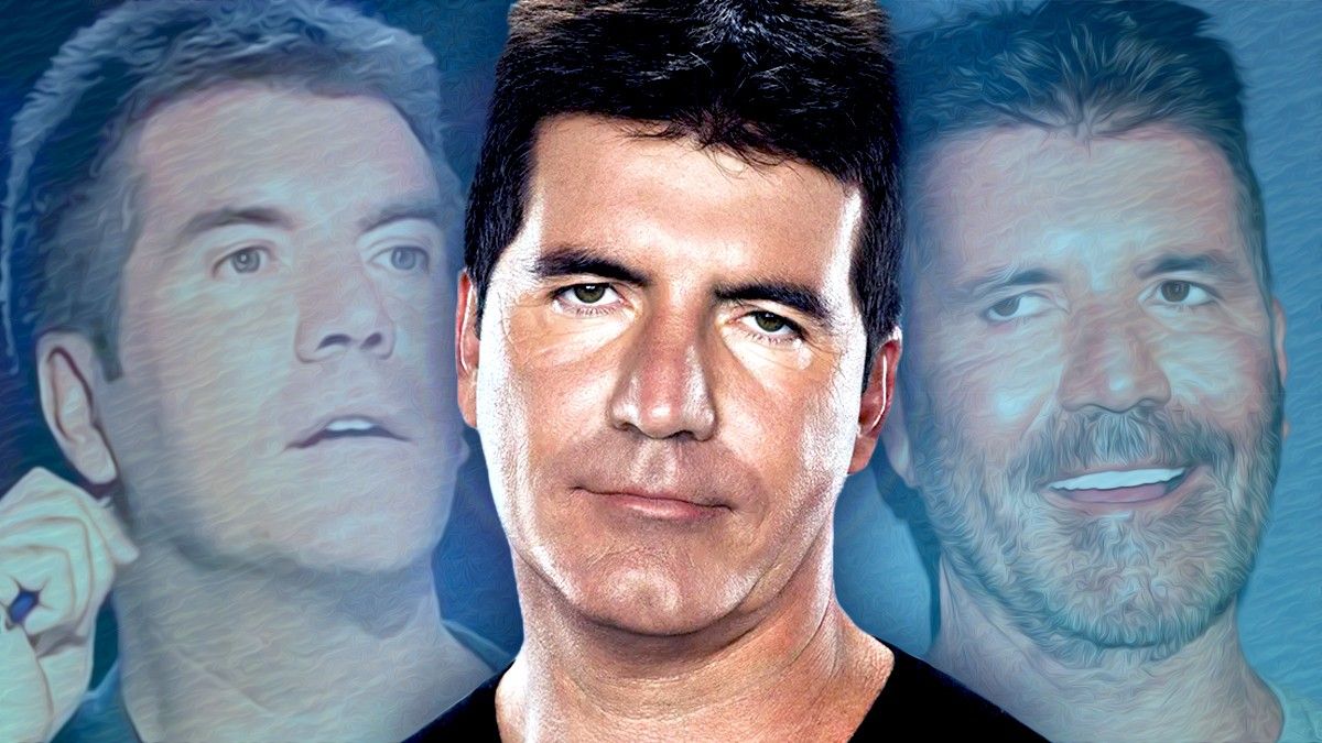 Simon Cowell smirking in before after botox image