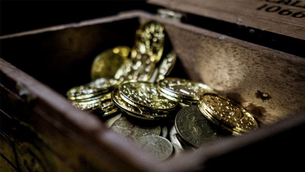 coins in a treasure chest