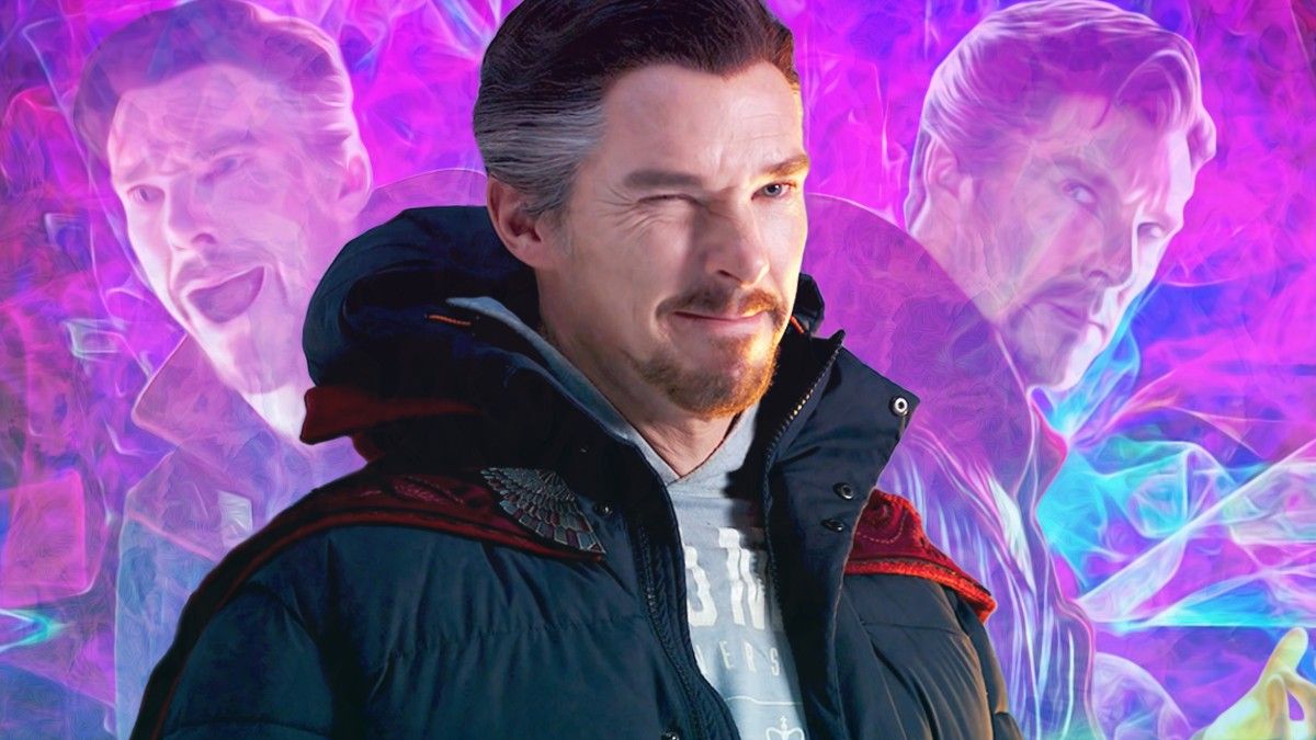 Benedict Cumberbatch winking in front of multiverse doctor stranges reacting