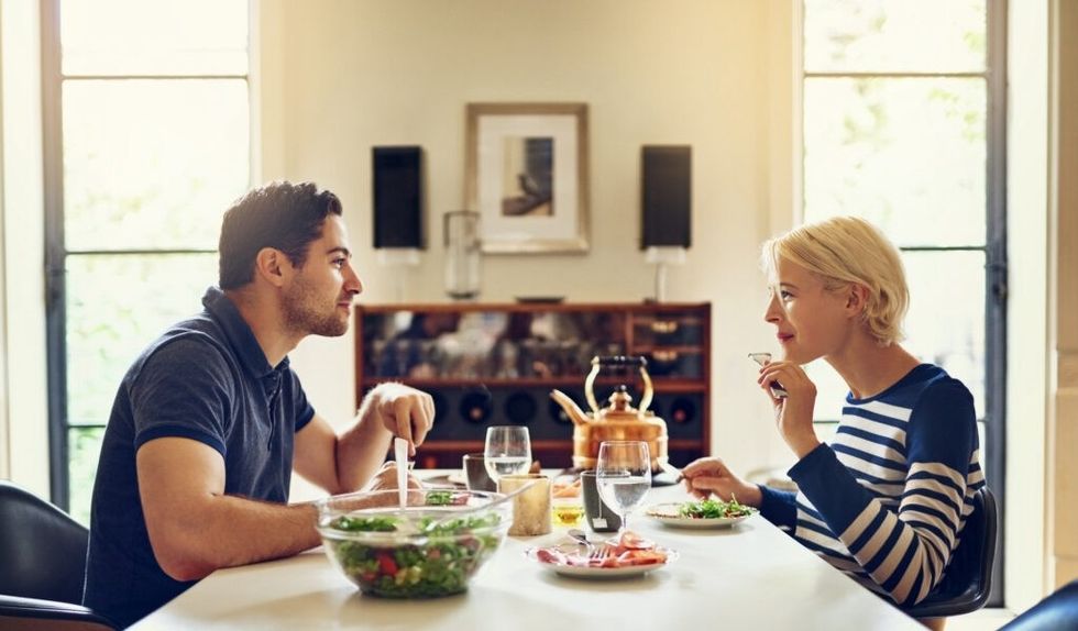 couple eating dinner together