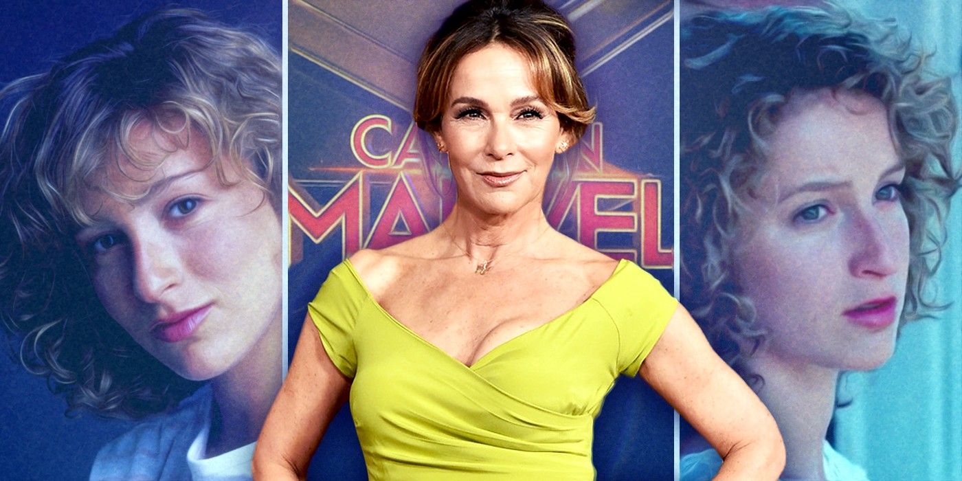 Jennifer Grey in 2022 at Marvel premiere next to younger pics in Dirty Dancer