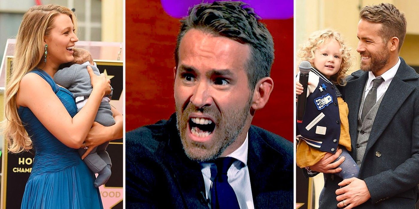 Ryan Reynolds looking shocked at wife Blake Lively and kids