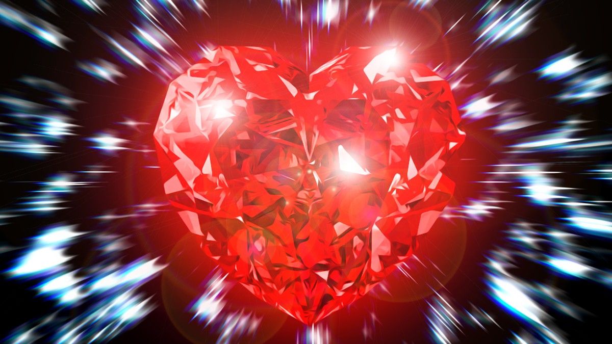 crystal heart glowing