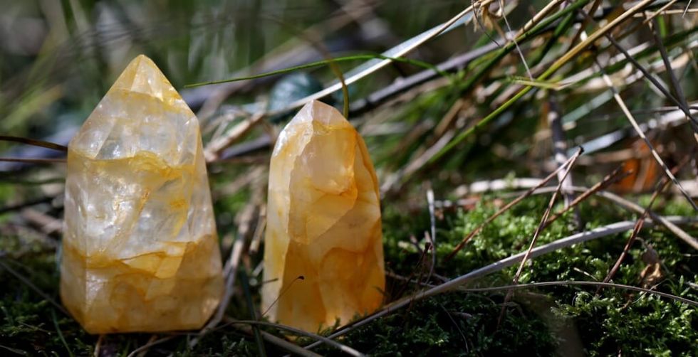 golden crystals in nature