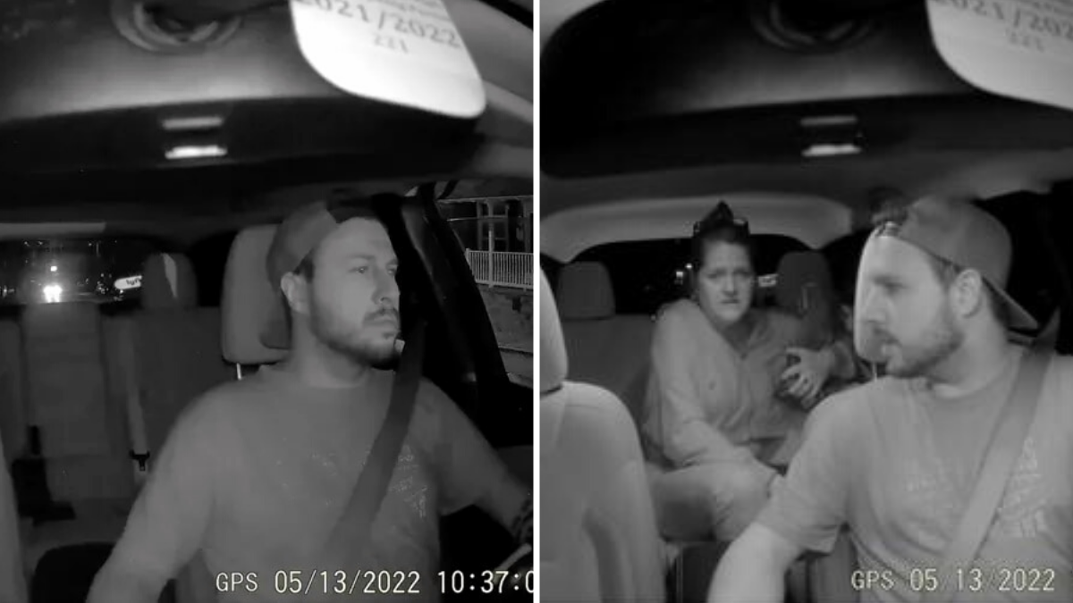 dash cam footage of passengers and driver in lyft
