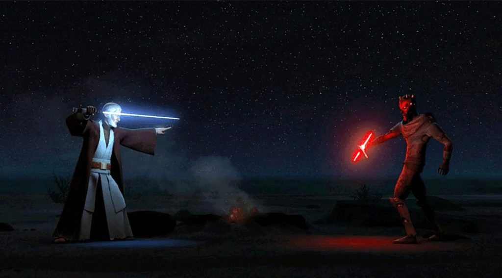 Obi-Wan Kenobi and Maul in Star Wars Rebels Season 3, Episode 2 (2016)