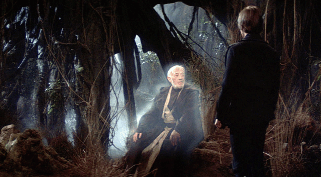 Alec Guinness and Mark Hamill in Star Wars: Return of the Jedi (1983)