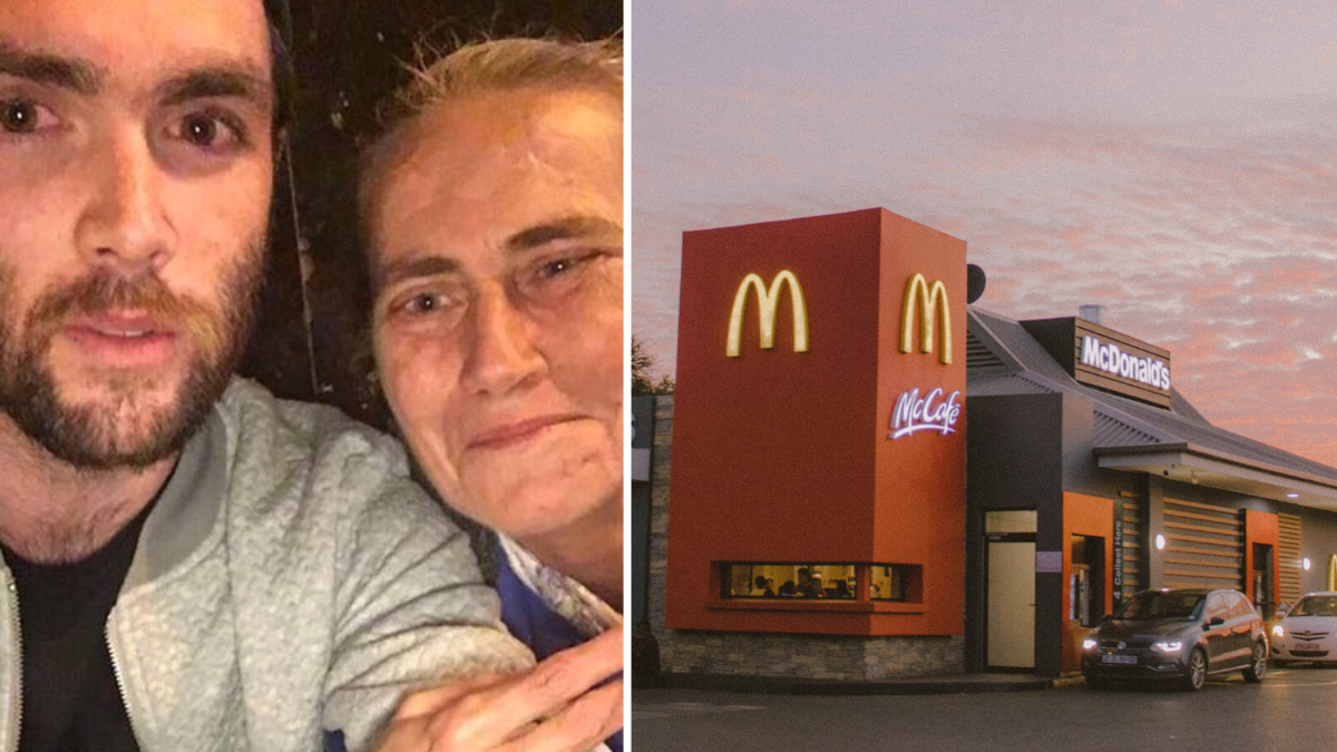 a man and woman and a McDonalds drive through
