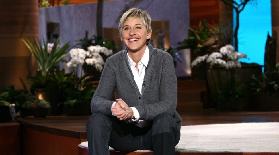 Ellen Degeneres sitting on show stage