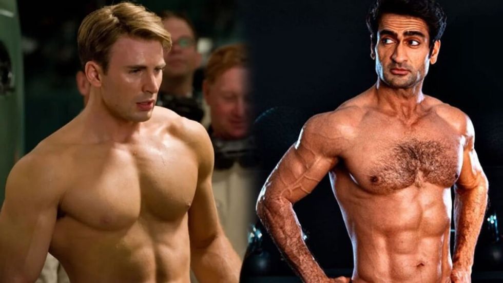 KUMAIL NANJIANI and Chris Evans topless for Marvel movies