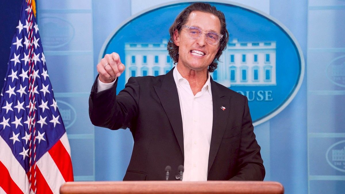 Matthew McConaughey giving passionate speech on gun control at White House