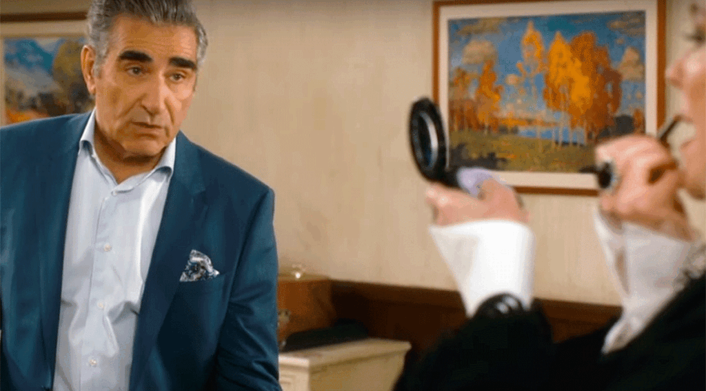 Eugene Levy as Johnny Rose and Catherine O'Hara as Moira Rose on Schitt's Creek