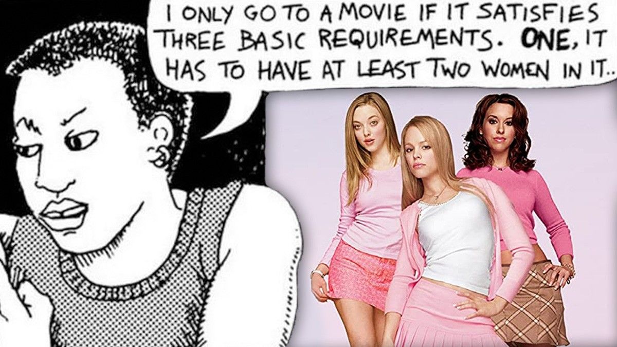 Bechdel test comic with mean girls poster