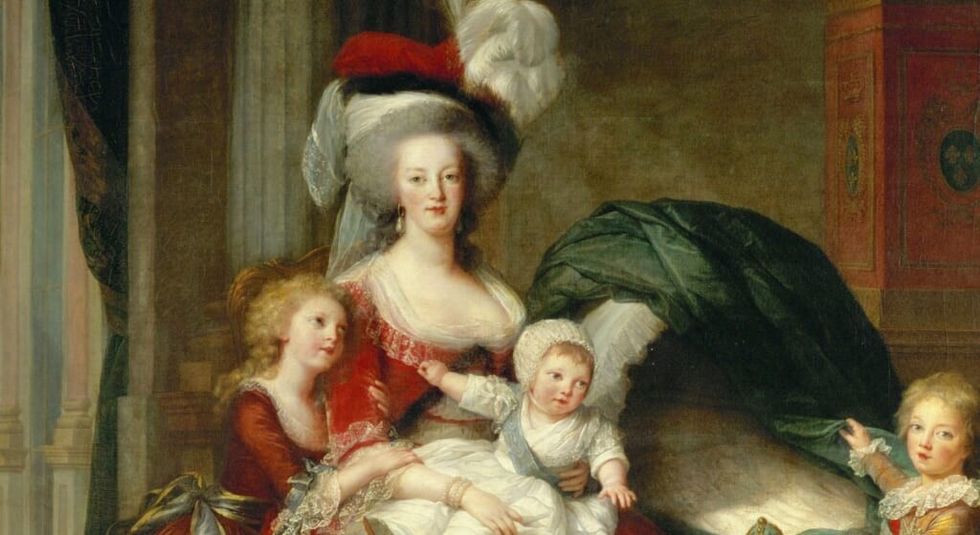 Marie Antoinette in puce dress with her children