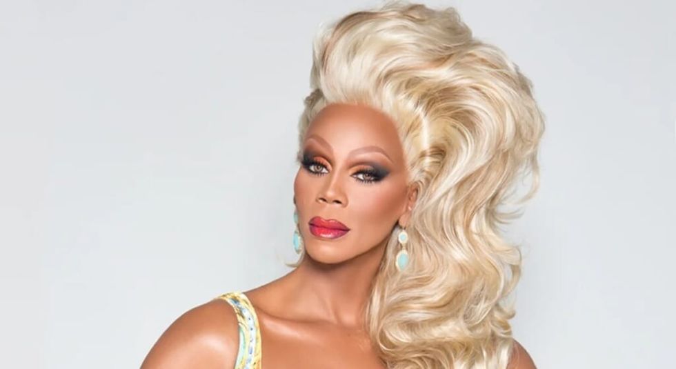 RuPaul with blonde hair and full makeup