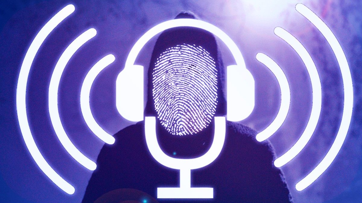 True Crime podcast microphone fingerprint symbol