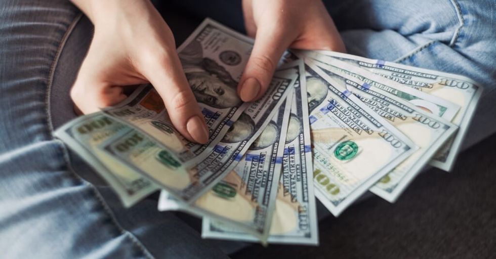 hand holding cash close up