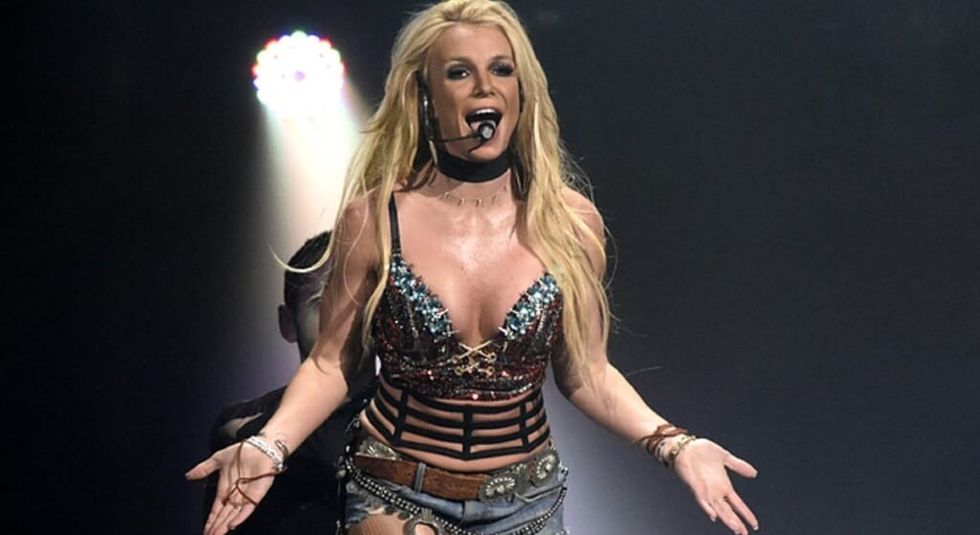 Britney Spears performing in Las Vegas in corset