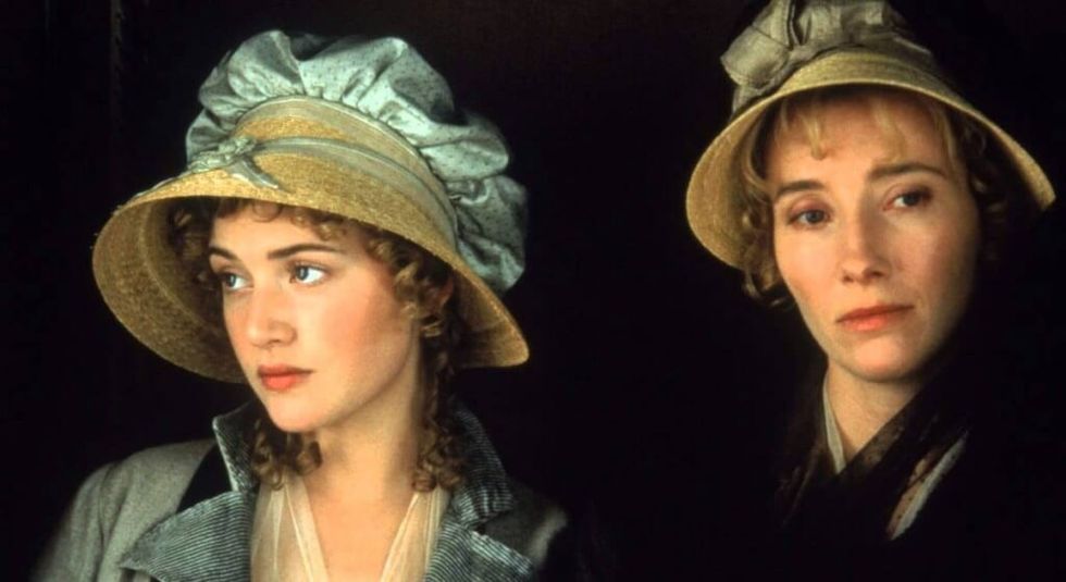 Emma Thompson and Kate Winslet on the set of Sense and Sensibility