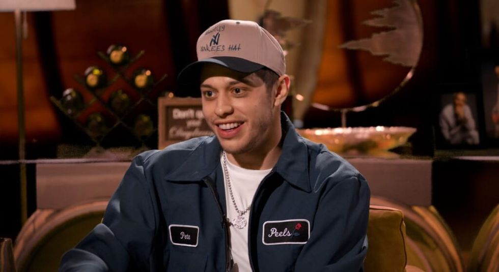 Pete Davidson being interviewed on Kevin Hart's show