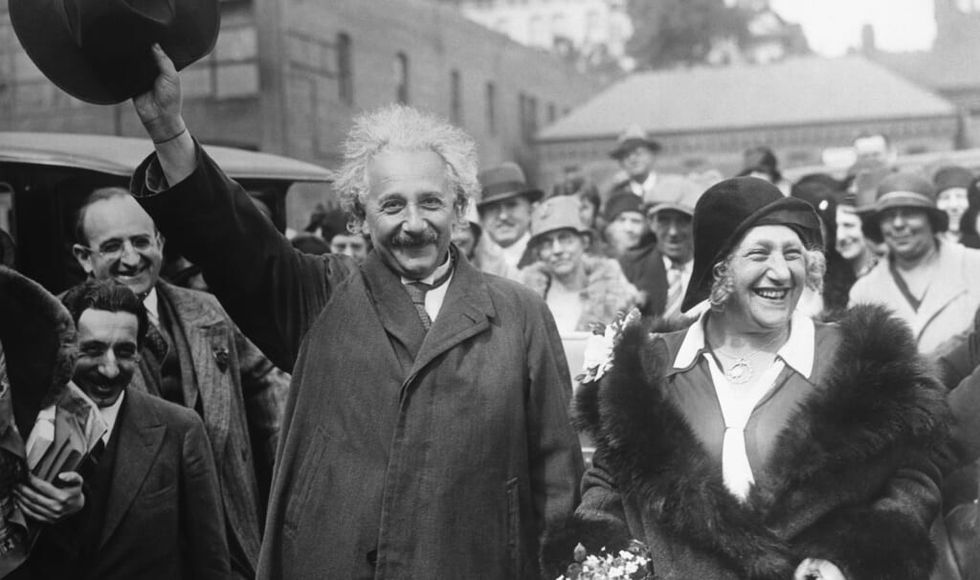 Albert Einstein and His Wife Leaving California
