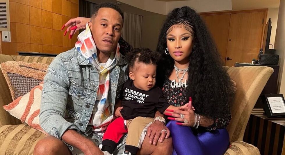 Nicki Minaj with son Papa Bear and his father Petty