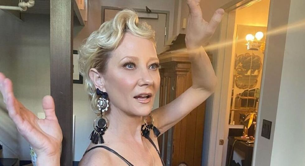 Anne Heche posing in an Instagram shot before black tie event.