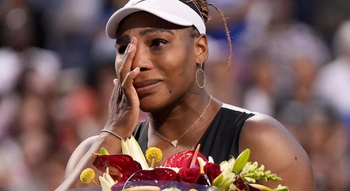 Serena Williams crying in Toronto after her last Canadian match.