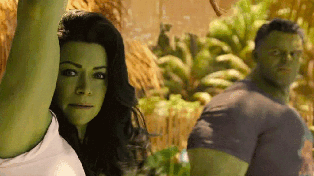 Tatiana Maslany and Mark Ruffalo in She-Hulk: Attorney at Law (Disney)